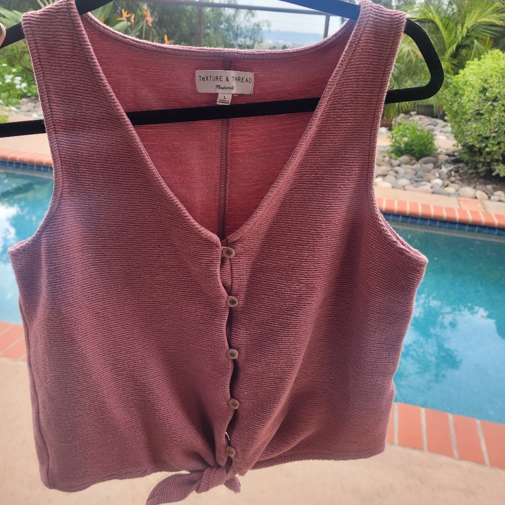 Madewell | Textured Button and Tie Front Sleeveless Top